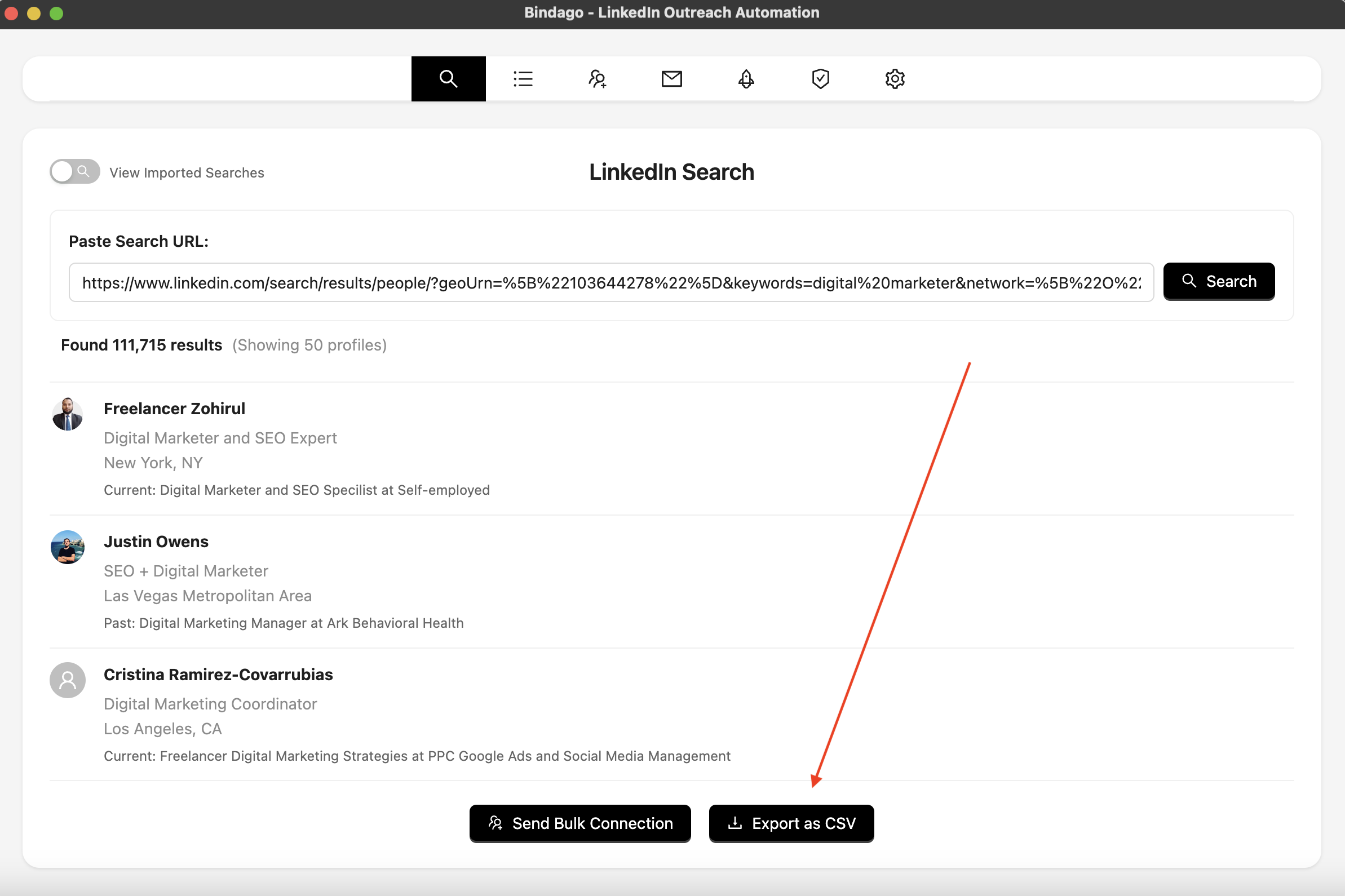 Bindago Search Result Interface
