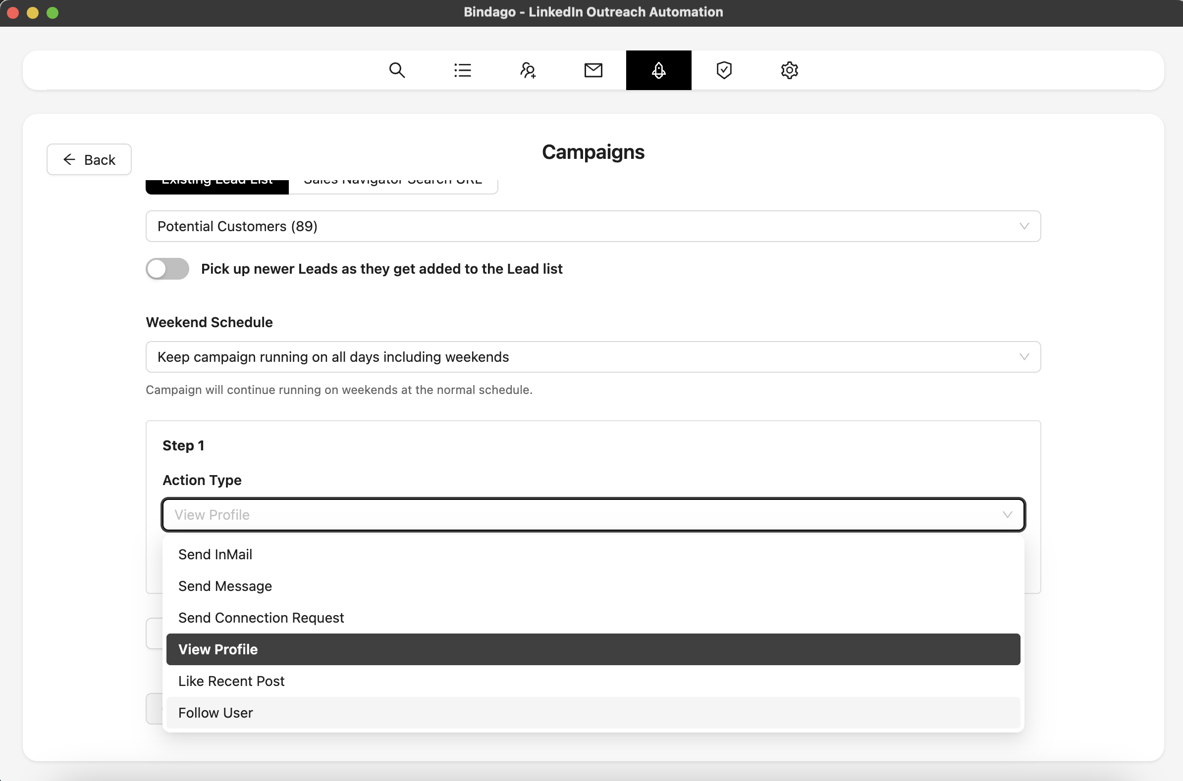 Campaign Steps Screenshot